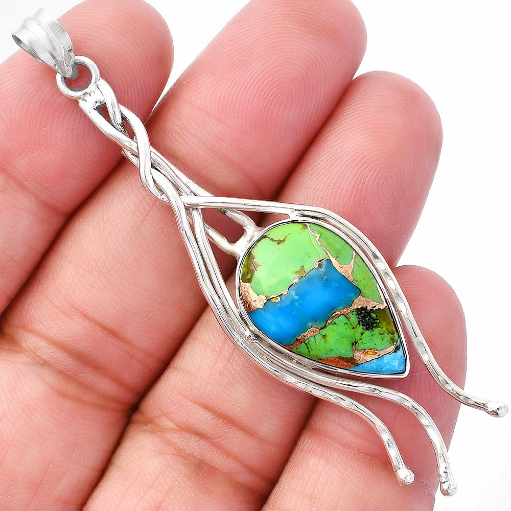 Blue Turquoise In Green Mohave - USA Pendant P-1728 SDP146265